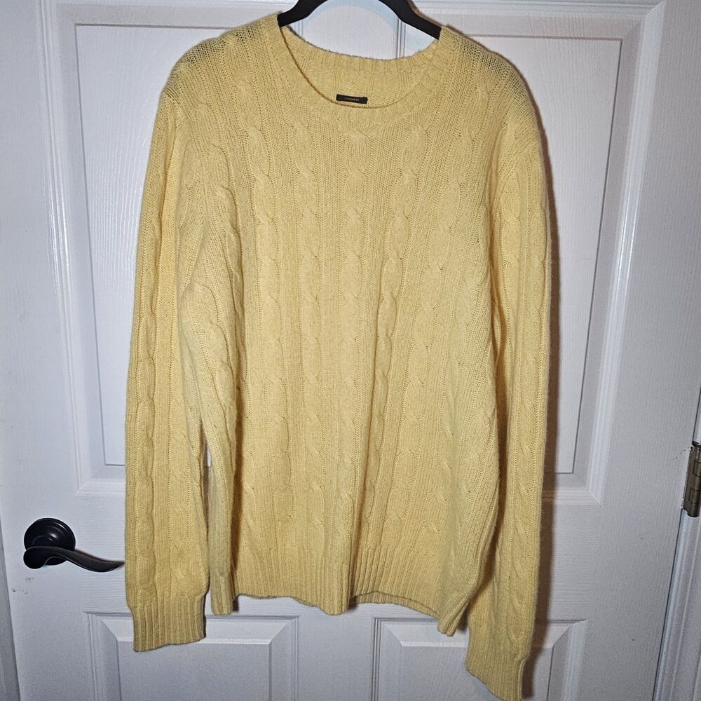 Ralph Lauren UNISEX 100% Cashmere Cable Knit Sweater Yellow W XL, M LARGE